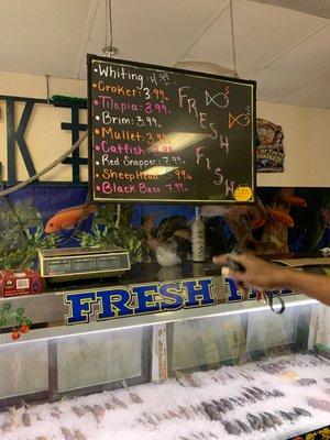 The fresh seafood section