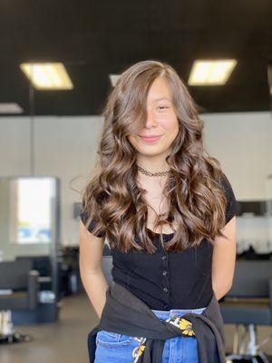 She asked Derrick for long layers; the cut turned out exactly how she wanted.