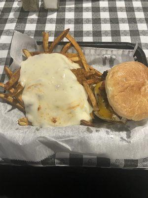 Clubhouse Burger and Chili Cheese Fries