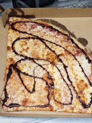 Cheese Pizza with Chocolate Drizzle