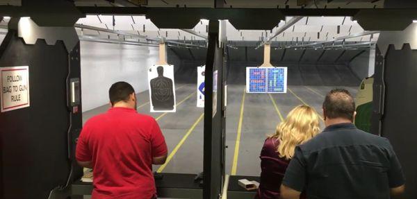 Customers using the range at Family Armory.