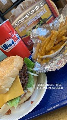 Cheeseburger and cheese fries