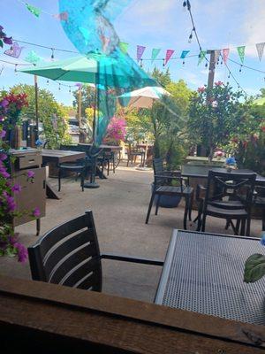 Patio area of restaurant in Century Plaza