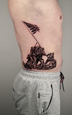 Military tattoo, black and gray realism