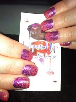 Two Tone Glitter Fade done in gel-Nails by Lynn