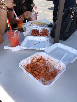 What's left of the tostilocos, raspado, and elote