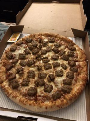 Awesome sausage and cheese pizza!!!!!