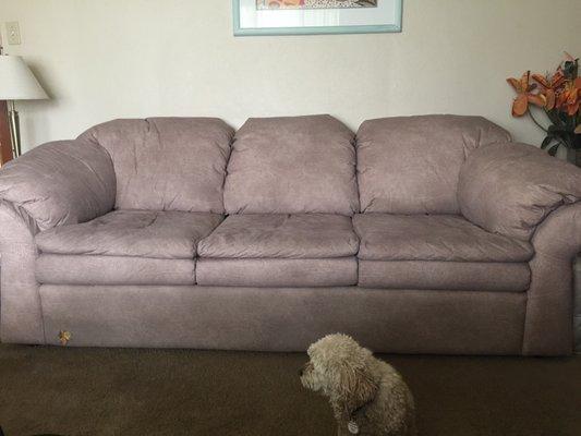 Tried to donate this 3 piece sofa love seat and chair w/ottoman.  We were told they weren't good enough