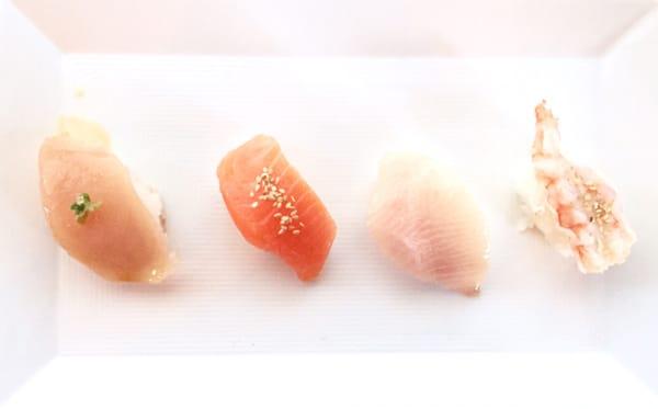 Albacore, Salmon, Yellowtail, Nozawa Shrimp Sushi