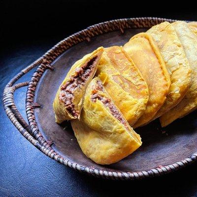 Jamaican chicken and beef patties.