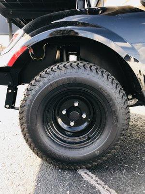 2017 Valor Gas Black w/ upgraded tires: 10" Rim, 9" Wide, 20" Top to Bottom