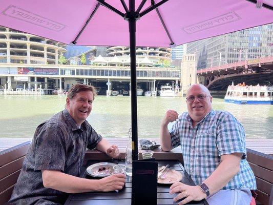 Our table near the Chicago River.