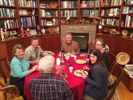 Our leadership reflects together over a shared meal