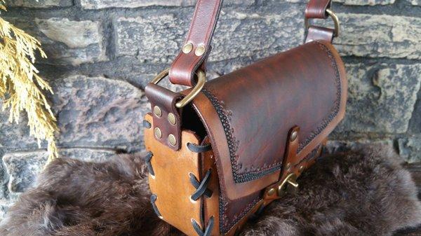 Hand stitched leather purse