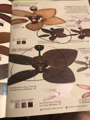 The Bombay ceiling fan in 2 different sizes