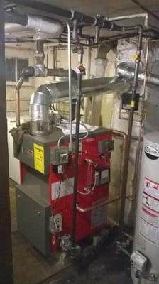 New oil to gas conversion of a steam boiler.