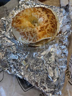 Breakfast sandwich in bagel