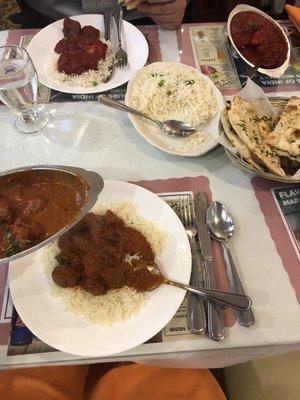 Lamb Rogan Josh, garlic Naan, Lamb Vindaloo