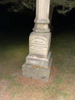 A gravestone that reads "murdered" our guide pointed out.