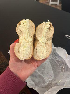 Sesame bagel with scallion cream cheese