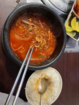 The beef noodle soup with nearly no beef