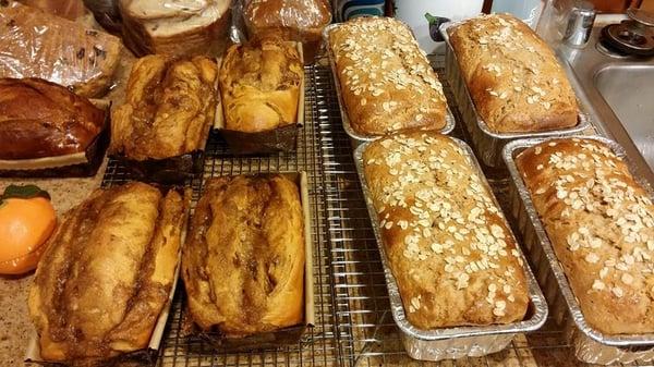 the take-home of our hard work -- whole wheat bread and cinnamon raisin bread!