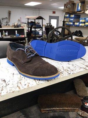 Blue Vibram soles to brighten your step