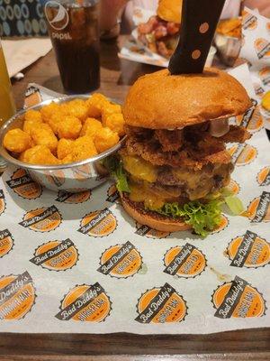 Bad Ass Burger and tots