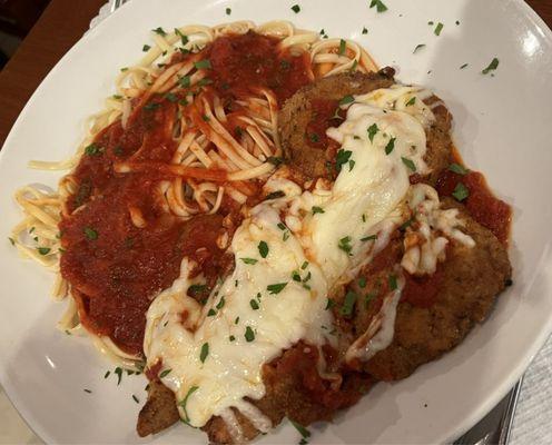 Veal Parmigiana with Pasta linguine