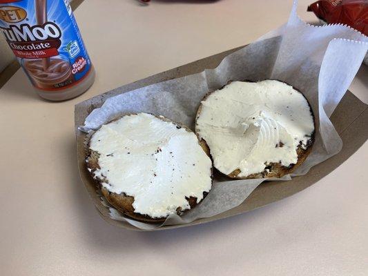 Cinnamon raisin bagel with cream cheese