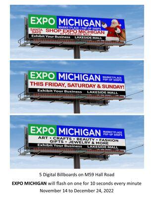 EXPO MICHIGAN 2022        at Lakeside Mall                      digital billboards on M59