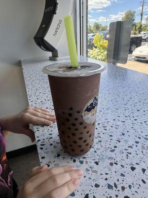 Chocolate milkshake with popping pearls