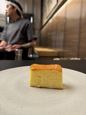 Tamago, chef said he baked it! The texture is cake-like, not what I expected, but great twist!