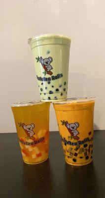 Thai Tea, Matcha milk tea, passion fruit tea