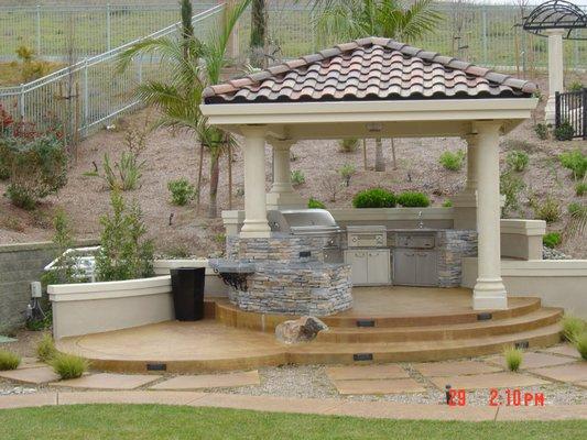 outdoor kitchen and gazebo