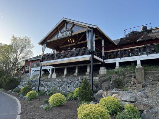 Back side of restaurant: porch facing river