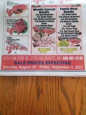 Bozek's Bundle Packages. Price Good Till 9/3 Friday.  8/28/2021