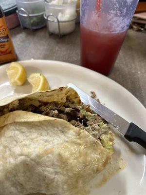 Carne Asada Burrito .   Damn good!   Bomba