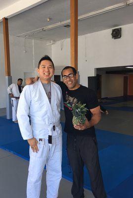 The time honored tradition of the pineapple to your jiu jitsu professor!