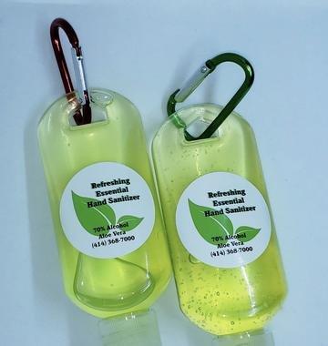 Keychain Naturally Pure Hand Sanitizer, Aloe Vera, 70% Alcohol, Essential Oils Choice of Lavender/Orange, Peppermint, and Eucalyptus