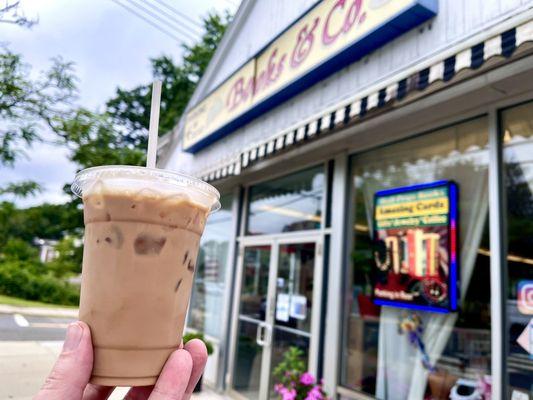 Iced coffee from legal grounds in back of books & co Hamden, ct