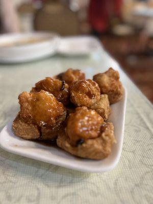 Shrimp Dumpling over tofu