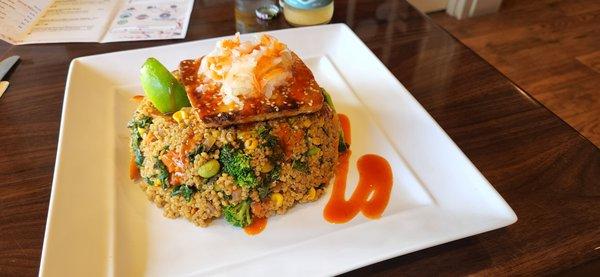 Luscious and delicious Organic Fried Quinoa w/baked tofu, 7 vegetables