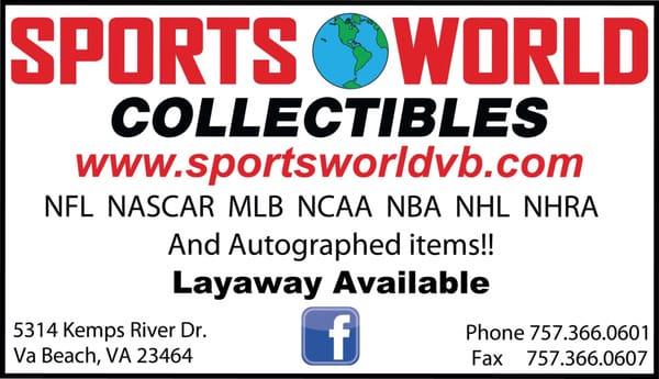 Check us out for the areas largest selection of sports collectibles !!!