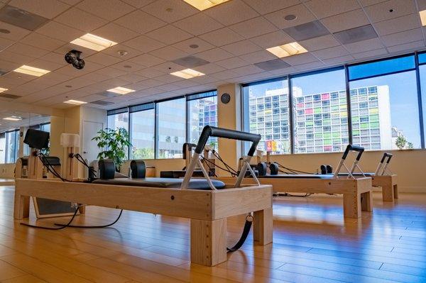 A great view of the Line Hotel from our Pilates room.