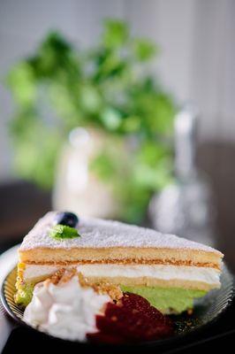 Pistachio Mousse Cake Slice