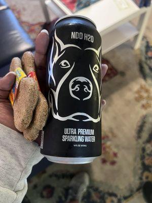 Sparkling water and dog treats