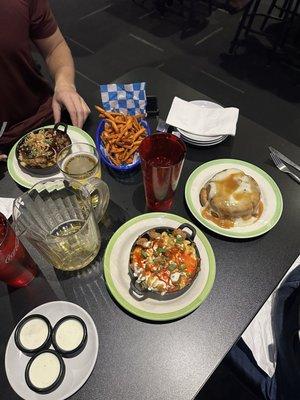 Mac and cheese skillets, monkey bread, sweet potato fries