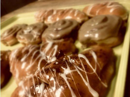 Our new mouth-watering Apple turnovers, Caramel cinnamon rolls, and Cherry turnovers.