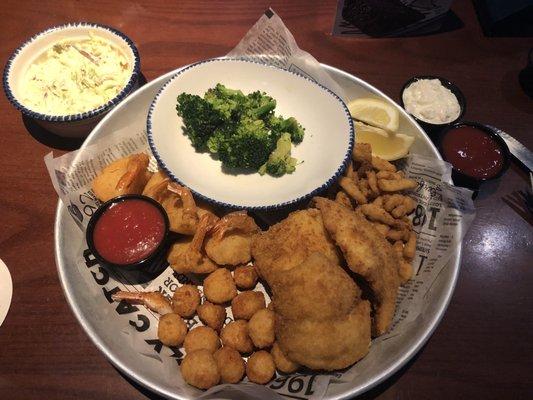 Admiral's Feast with Steamed Broccoli and Coleslaw